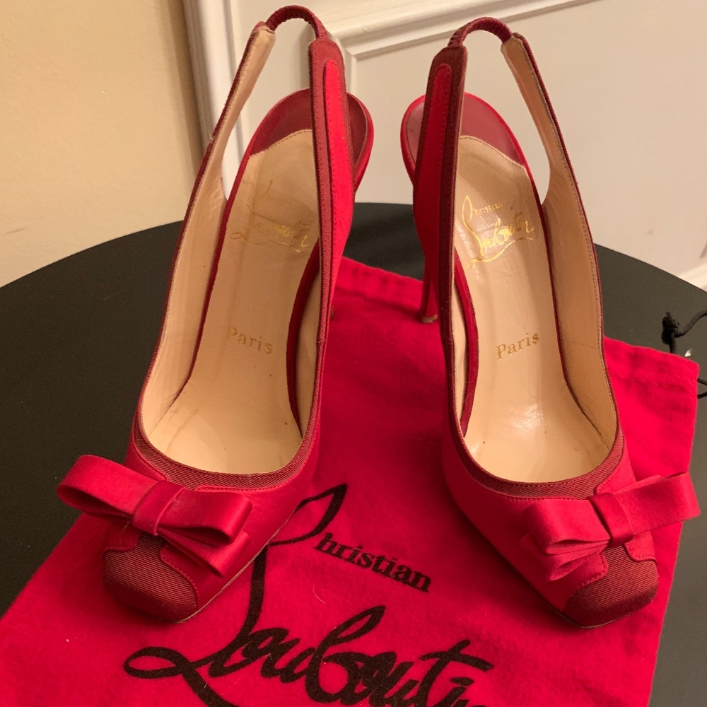 Christian Louboutin Nooka 100 Red Crepe Satin 37